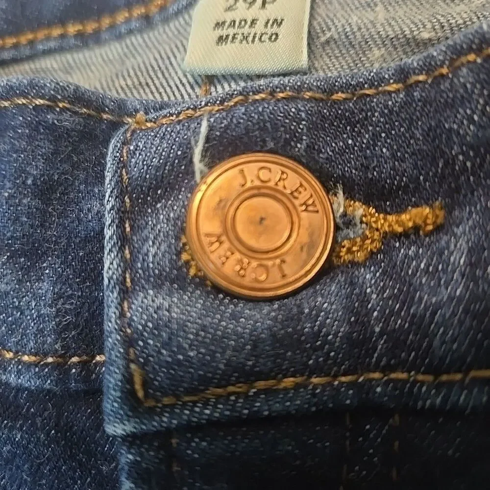 J.Crew Toothpick Jeans Women 29p Blue Skinny Stretchy Petite Hipster Minimalist